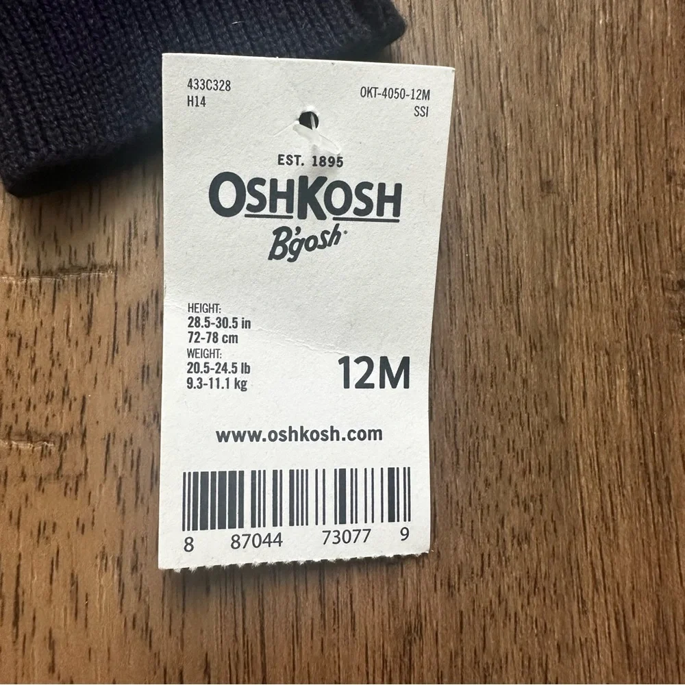 NWT! Oshkosh‎ B’Gosh Infant Girl’s Sweater, Navy, Heart Love, Winter, 12m